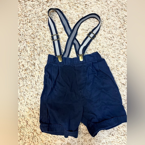 Little Bitty Pleated navy blue shorts with suspenders - Picture 10 of 10